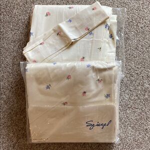 Spiegel Bone/Pink Rosebud Rod Pocket Lined 81”x 81” 
4 drape Panels & tie backs